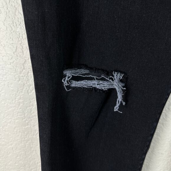 SPANX Black Distressed Skinny Jeans 1X High Rise Slimming Y2K Grunge Raw Hem - Picture 7 of 10